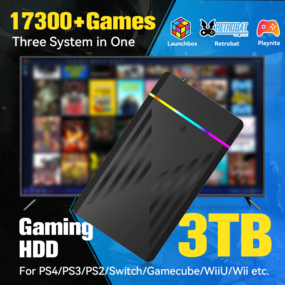 Gaming Console With Gta - 3 TB tragbare Gaming-HDD-LaunchBox/Retrobat/Playnite-Retro-Spielekonsole mit 17300+